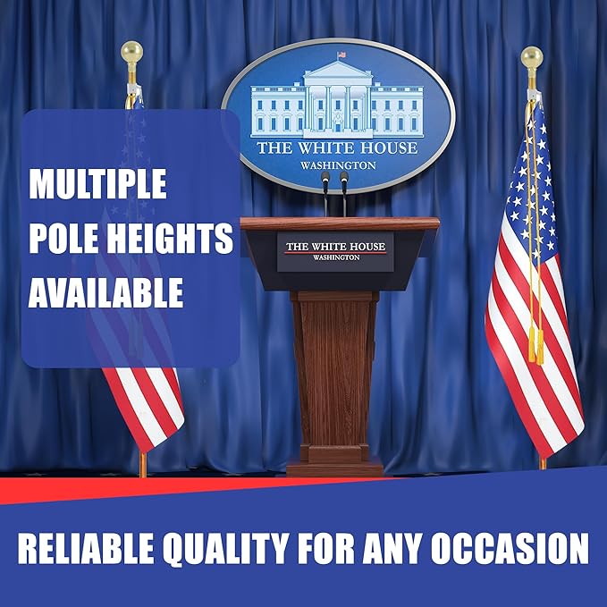 Super Tough Indoor Flag Pole kit 7ft - Parade Ball - Gold Texture Base - Aluminum Flagpole with Brass Finish - Heavy Duty Inside House Flagstaff - Interior Shaft and Stand - No Ensign Included