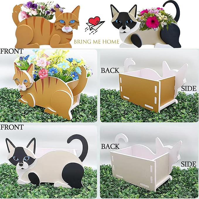 White Cat Planter Plant Pots,Cute Garden Cat Flower Planter,Cat Planters Birthday Gifts for Women,Office,Indoor/Outdoor Decor（12.5 * 5.6 * 7.8in）