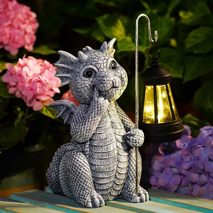 Solar Garden Decor Statues Figurine: Garden Art for Patio Balcony Yard Lawn - Unique Christmas Birthdays Gifts for Mom Grandma Women Wife Sister
