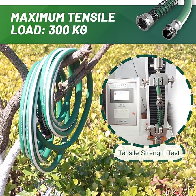 Heavy Duty Garden Hose 100 ft – Outdoor Hybird Water Hose with Solid Fitting - Flexible, Kinkless, Lightweight Garden Hose for Lawn Watering, Car Washing - Burst 500 Psi (100 ft)