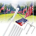 2 Pack Ground Flag Pole for Outside House - 8.5 FT Tangle Free Heavy Duty Flag Pole Kit with Windproof Stand,Outdoor Inground Flag Holder for Yard Garden, Includes Bonus 3x5 American Flag, White