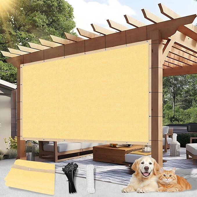 Outdoor 90% Sun Shade Cloth with Grommets, 11 X 15 FT Pergola Shade Cover for Garden Patio Carport Kennel Swimming Pool, Sand (We Make Custom Size)