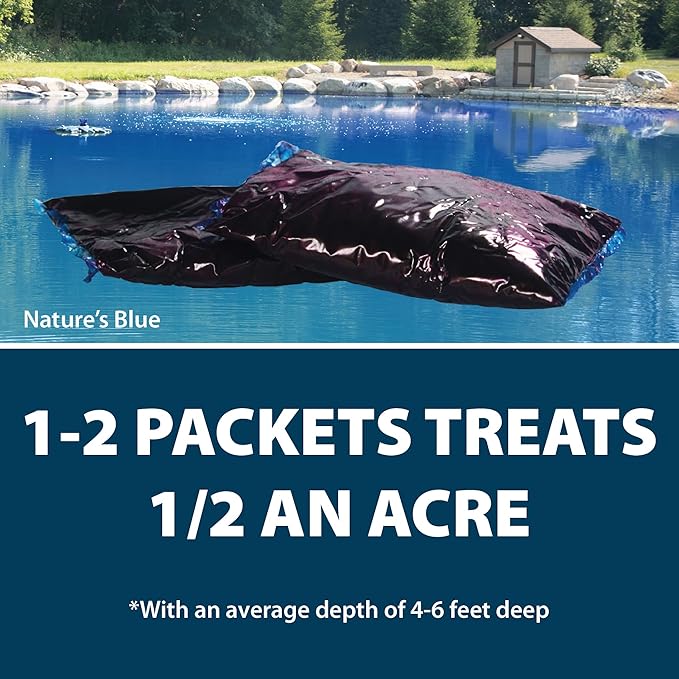 Airmax Pond Dye Packets Natures Blue Colorant for Large Pond & Lake, Beneficial UV Blocking Color Concentrate, Maintain Clean & Clear Pond, Fish, Bird & Animal Safe, Easy Treatment, 4 Soluble Packets