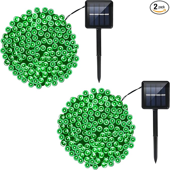 2 Pack 200 LED Solar String Lights St Patricks Day Decorations, 85.2ft 8 Modes Solar String Lights for Outside, Waterproof and Solar Powered Outdoor String Lights for Holiday Garden Tree Party (Green)