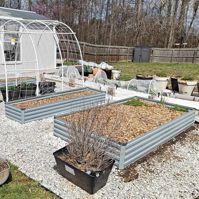 12x2x1.5ft Galvanized Raised Garden Bed,Outdoor Planter Box Metal Patio Kit Planting Bed for Vegetables Flowers Herb,Grey