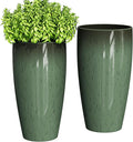 QCQHDU 24 inch Tall Planter for Indoor & Outdoor Plants, 2 Pack Sturdy Plant Flower Pots Modern Decor for Front Porch Patio Deck Living Room