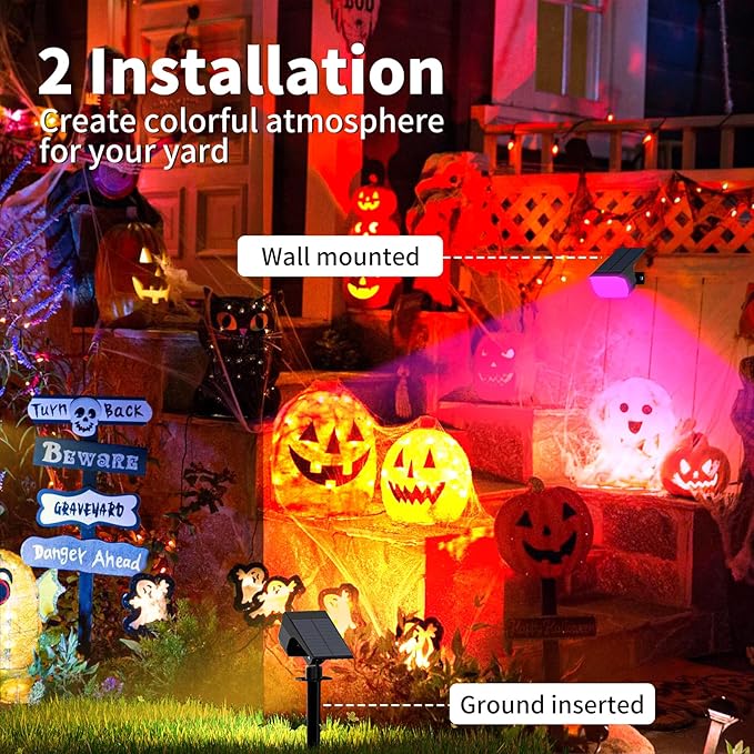 Solar Spot Lights Outdoor Color Changing, [7 Mode/12 Pack] Christmas Landscape Spotlights, Solar Lights Outdoor Waterproof, Led Powered Flood Light for Outside Pathway Yard Garden Tree Walkway