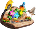 Gifts for Mom Solar LED Light Bird Statue Garden Art Decorations Balcony Bird Feeder Resin Stone Sculptures Women's Succulent Night Lights