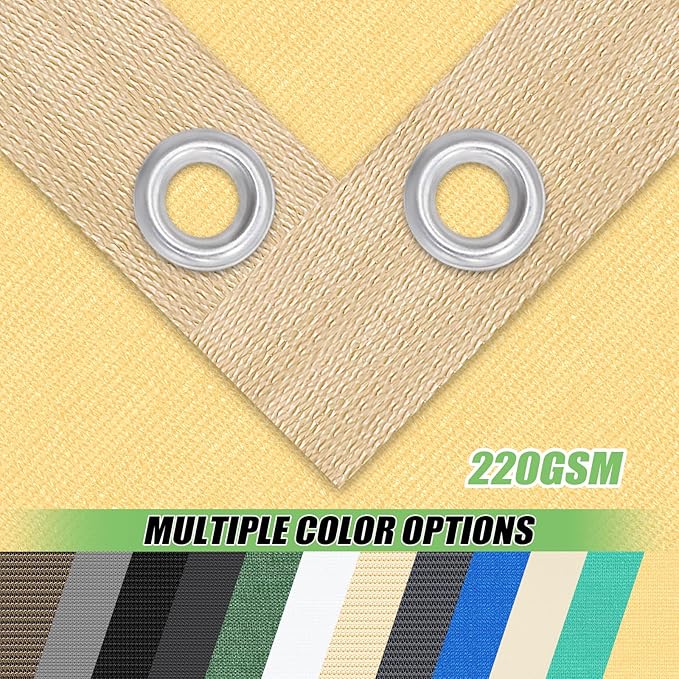 Outdoor 90% Sun Shade Cloth with Grommets, 8 X 20 FT Pergola Shade Cover for Garden Patio Carport Kennel Swimming Pool, Sand (We Make Custom Size)
