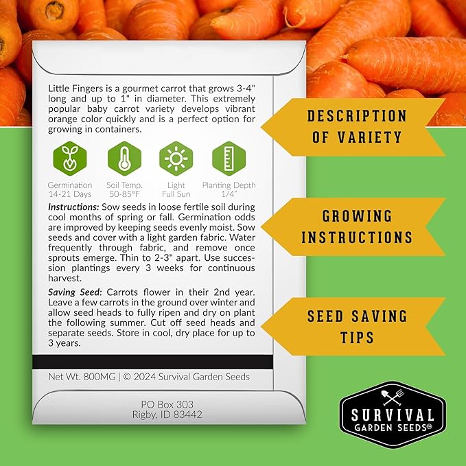 Survival Garden Seeds Home Garden Collection - 30 Pack with 18,500+ Non-GMO Heirloom Vegetable, Fruits, Herb Seed Varieties for Planting - Plant & Grow Survival Food & Emergency Preparedness Gear
