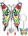 KY&BOSAM I Love You Mom Butterfly Suncatcher for Window Gift for Mom Pressed Flower Between Wings in Glass Metal Engraved Charm Gift for Women Mother's Day Valentine's Birthday Thanksgiving Christmas