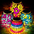 4 Pack Mosaic Solar Lights Outdoor Hanging Lanterns Waterproof Mosaic Lamp Decorative Solar Lanterns Night Lights for Garden, Patio, Yard, Holiday Party Decoration, 4 Pattern