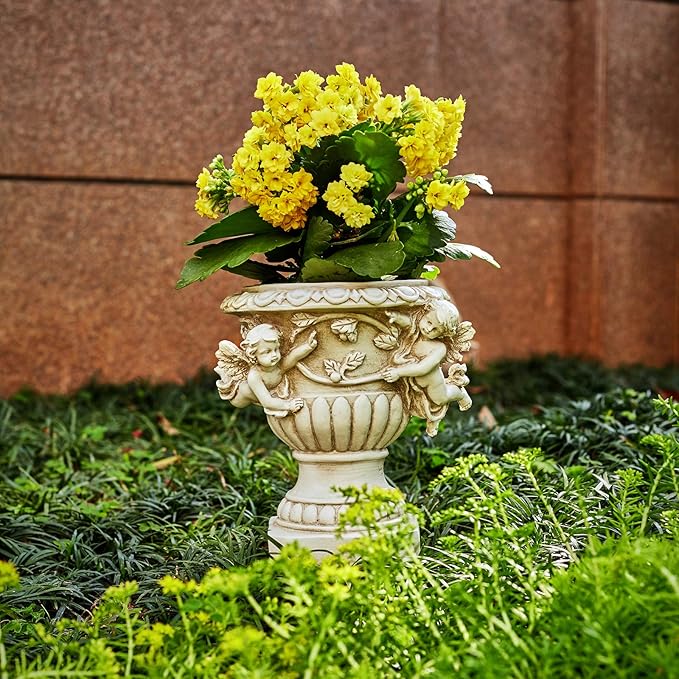 Cherub Angel Planters, Cherub Planter Flower Pots with Drain Hole for All House Plants, Patio Yard Decor, Polyresin, 8.46" H