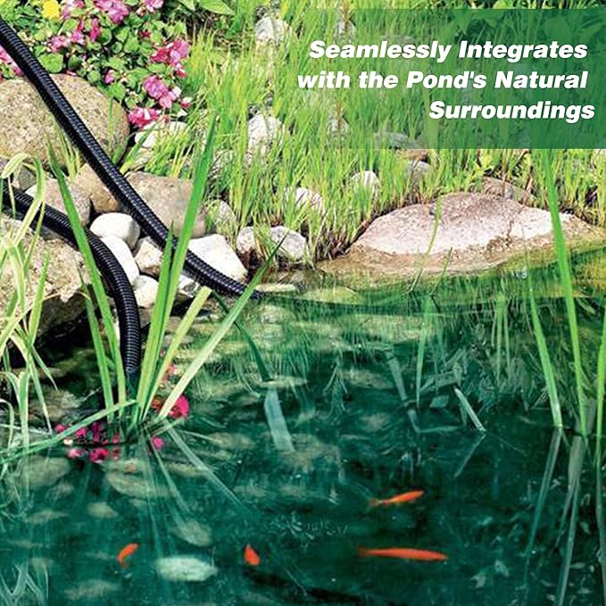 1" Dia. Corrugated Pond Tubing 1-Inch ID, 20.6 FT Length, Black PVC Kinkproof Strong Flex Tubing with Pipe Fittings, Aquarium, Pond Waterfall, Garden Pond Pump Drainage Tube