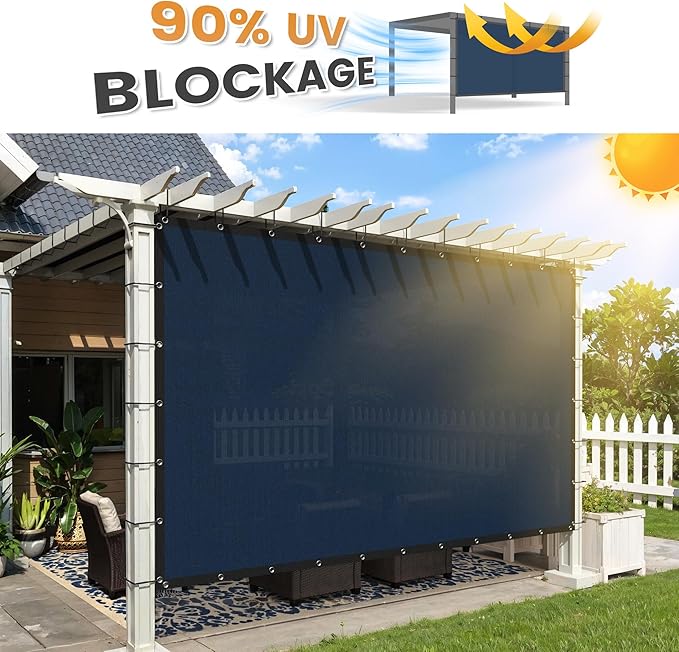 VICLLAX Shade Fabric Sun Shade Cloth with Every 2 FT Grommets for Patio Garden Pergola Cover Canopy 4x23 FT, Dark Blue