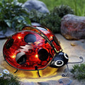 Elenon Ladybug Decor Solar Lights, Metal Ladybugs Outdoor Decorative Yard Art Garden Sculptures & Statues for Patio Yard Pathway