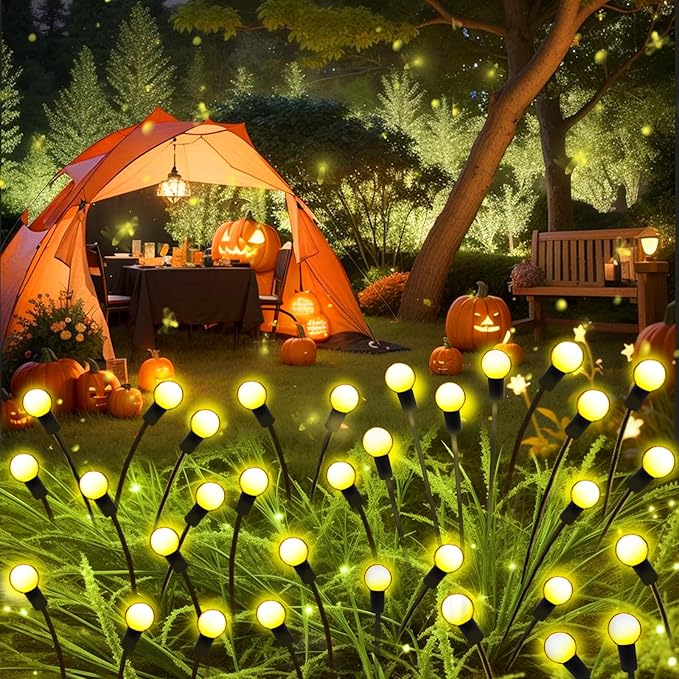 Solar Garden Lights Outdoor, 4 Pack 40 LED Solar Firefly Lights Waterproof, Sway by Wind, Solar Swaying Light for Yard Patio Backyard Garden Planter Flower Bed Pathway Outdoor Decoration (Warm White)