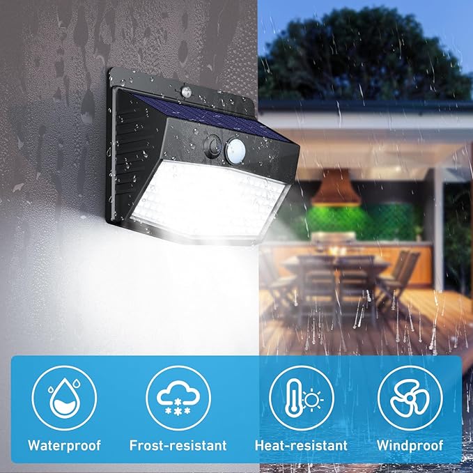 [ 16 Packs] Solar Motion Sensor Lights Outdoor, Solar Fence Lights with 3 Lighting Modes, Solar Powered Security Lights Waterproof for Outside Yard Wall Garden Backyard Deck Step Garage