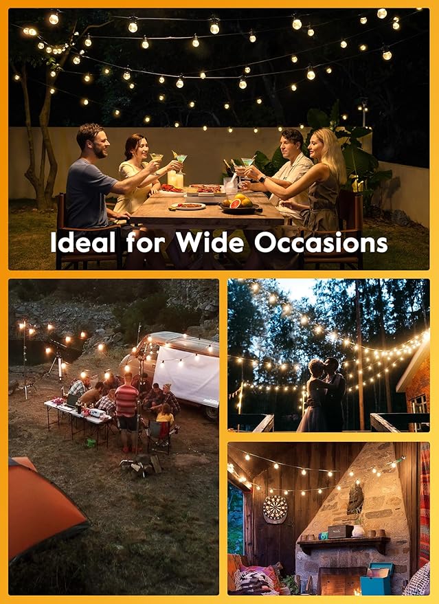 Brightown G40 Replacement LED Light Bulbs, 25 Pack Clear Globe Bulb fits E12 C7 Candelabra Screw Base Sockets, 1.5 Inch Dimmable Edison Light Bulbs for Indoor Outdoor Patio Decor, Warm White
