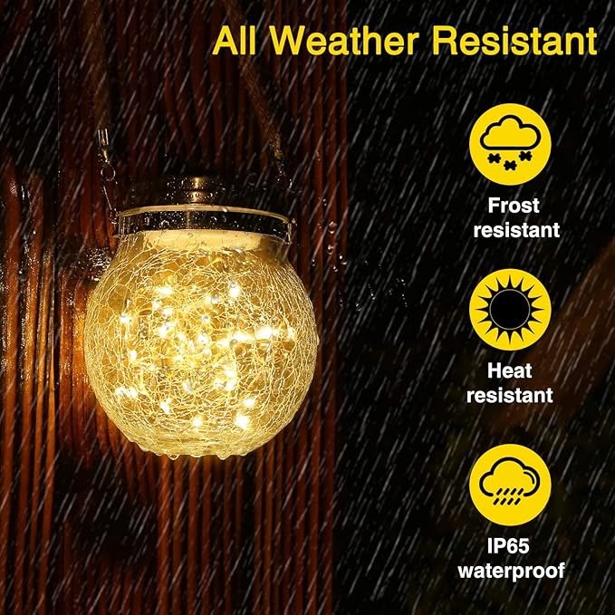 ROSHWEY 4 Pack Solar Lanterns Outdoor, 30 LED Waterproof Garden Decor Hanging Lights Decorative Backyard Decorative Lighting for Patio Pathway