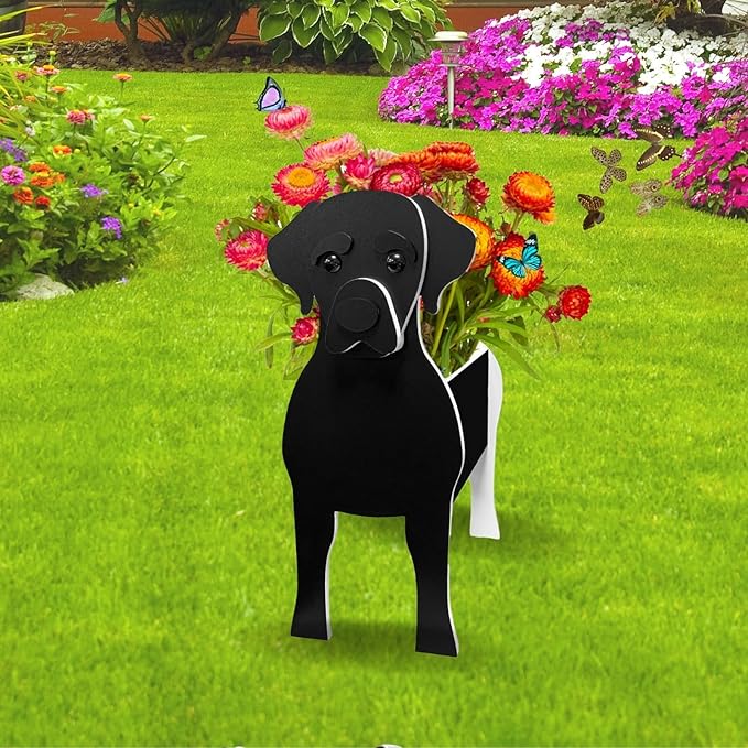 Black Labrador Dog Planter Plant Pots,Cute Garden Dog Flower Planter,Large Dog Planters Birthday Gifts for Women,Office,Indoor/Outdoor Decor(9.84 * 7.87 * 17in)