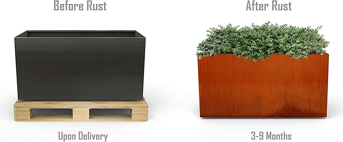 Tall Corten Steel Planter Box – 48x24 Inch Large Rectangular Planter for Outdoor Privacy & Patios | Heavy Duty Metal | Made in USA, Fully Assembled