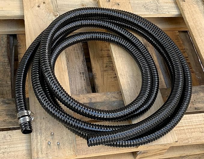 Pond Tubing 1 inch Id Black Plastic Corrugated Water Hose Strong Flexible Sump Pump Drain Hose Pipe 20Ft