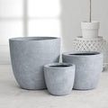 Kante 18",14",10" Dia Concrete Round Planters (Set of 3), Outdoor Indoor Large Planter Pots with Drainage Hole and Rubber Plug for Home Patio Garden, Gray