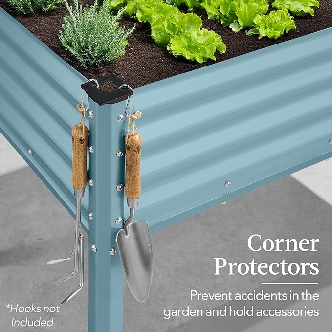 Best Choice Products 48x24x30in Galvanized Raised Garden Bed, Metal Elevated Planter Box, Vegetable Garden for Backyard, Patio, Balcony - Mist Blue