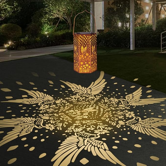 4 Pack Hummingbird Solar Lanterns Outdoor Waterproof - Birthday Gifts for Women, Men, Mom, Solar Lights Outdoor Hanging Garden Decor for Outside, Patio, Outdoor, Yard, Lawn, Balcony