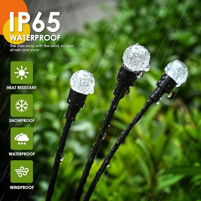 10 LED Solar Garden Lights, 6 Pack Solar Firefly Lights Outdoor Waterproof, Solar Crystal Ball Swaying Lights, Firefly Garden Lights Solar Outdoor (Warm White)