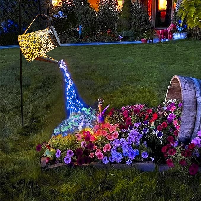 VOOKRY Solar Watering Can Lights, Large Hanging Solar Lights Outdoor Decorative Garden Decor Waterproof for Outside Patio Yard Porch Lawn Landscape Birthday Gifts for Women Mom Grandma(Blue)