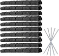 Beuta Landscape Edging | Garden Edging Border | Faux Stone Bricks for Lawn edging, Flower beds, Pathways & Yard Edging– 10 Packs | Each Section Has 6 Bricks 48"L x 4"W x 2.25"H | 30 Spikes |Charcoal