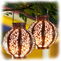 MAGGIFT 2 Pack Hanging Solar Lights,Outdoor Ramadan Solar Lanterns Decorations,Waterproof Hanging Solar Light 6 Lumens,Brown