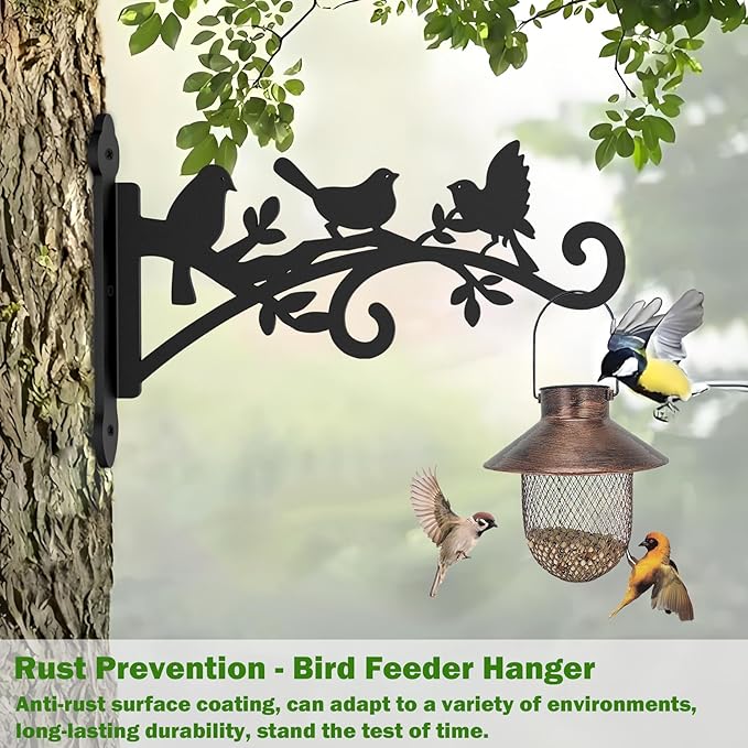 2 Pack Hanging Plant Hanger Outdoor 12-in Bird Feeder Wall Hooks - Heavy Duty Metal Plant Bracket Hook for Hanging Flower Baskets,Wind Chime