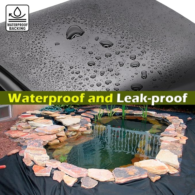 20 x 25 FT Pond Liner, 20 Mil Pond Liners for Outdoor Ponds, HDPE Pond Liner Easy Cutting Puncture Resistant, Pond Liners for Water Garden Fountain Waterfall, Koi Fish Aquaculture Pond