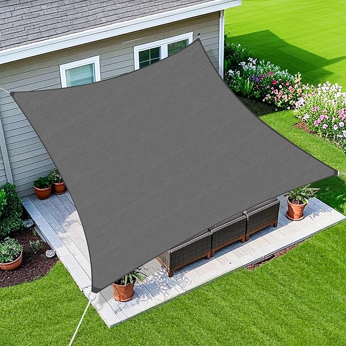 Amagenix Sun Shade Sail 8'X16'Curved Edge Outdoor Shade Canopy Dark Grey Breathable 95% UV Block Shade Cloth for Patio Garden Backyard (We Make Custom Size)