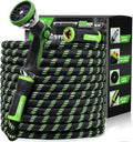 RAINPOINT Metal Garden Hoses for Yard 100 ft - No-kink 304 Water Hose 100ft with 10 mode Nozzle - Brass Connection, Swivel Handle, Flexible Hose,Lightweight, Puncture