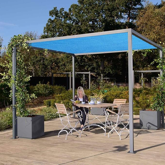 Eden's Decor Straight Flat-Edged Sun Shade Sail Rectangular 15' x 21' Blue UV-Blocking Outdoor Canopy Fabric Cloth Awning for Pergola Patio Garden Backyard Custom Size