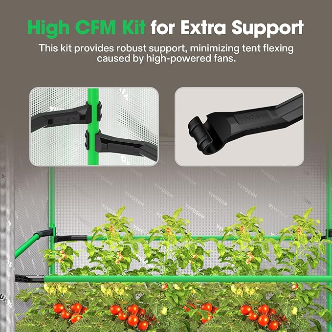 VIVOSUN P888 96"×96"×80" PRO Grow Tent, with Thick 1 inch Poles, Strengthened High Reflective Mylar Oxford Fabric, Extra Hanging Bars & High CFM Kit for Hydroponics Indoor Plant for VS4000×4