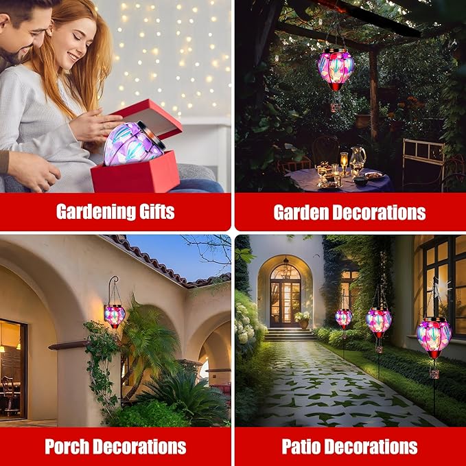 Solar Lantern Outdoor Waterproof, Hanging Lantern for Backyard Porch Patio Lawn Pathway Decor, Yard Decorations, Hot Air Balloon Garden Gifts