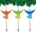 Set of 3 Guardian Angel Suncatchers, Crystal Angel Sun Catcher for Windows Hanging, Stained Glass Angel Ornament for Outdoor Christmas Decor