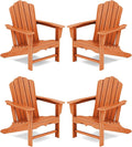 KINGYES HDPE Adirondack Chair Chair Set of 4, Classic All-Weather Adirondack Chair, Orange