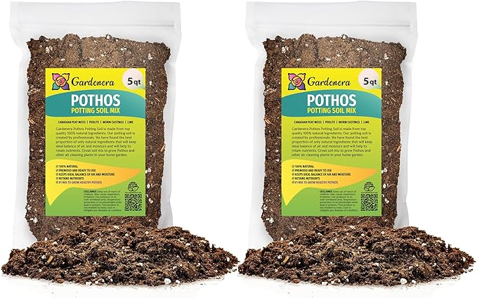 Premium Pothos Potting Soil Mix - Air Cleaning Plant Potting Mix, Soil Mix for Pothos, Parlor Palm, Peace Lily - (1 Quart Bag)