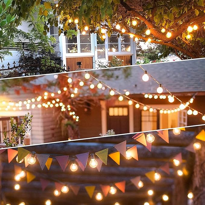 Outdoor String Lights 200FT Waterproof Globe String Lights with 104 Shatterproof G40 LED bulbs, Dimmable Connectable Patio Light String Lights for hanging Bistro Backyard Gazebo,2-Pack x 100ft