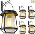 Solar Lanterns Outdoor Waterproof, Metal Hanging Solar Lights Outdoor with Hooks Wall Mount Kit, Solar Powered Lanterns for Garden Porch Patio Fence Decorative 4 Pack (Warm Light)