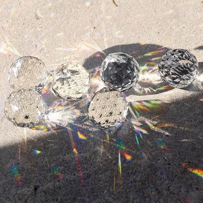 MerryNine 20mm Clear Crystal Ball Prism with 20 Pcs Metal Rings Sun Shine Catcher Rainbow Pendants Maker, Hanging Crystals Prisms for Windows, for Feng Shui, for Gift (0.8"/20mm 20Pack)