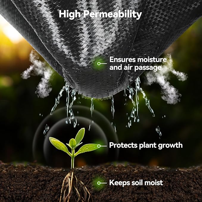 6ftx300ft Weed Barrier Landscape 3.2oz Fabric Heavy Duty, Woven Weed Control Cloth, Woven Geotextile Fabric for Underlayment, Gardening Ground, Commercial Driveway Weed Block Cover Mat