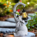 Elephant Statues Garden Decor - Lucky Elephant Outdoor Statues with Solar Powered Lantern, Elephant Statue Gifts for Women,Resin Yard Art for Outdoor & Home Decor(11" Elephant)