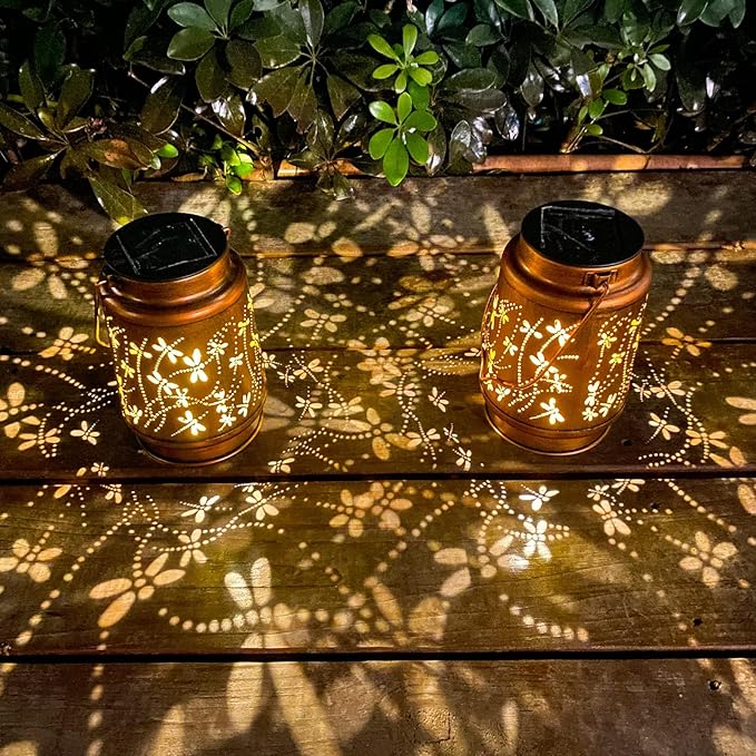 Mothers Day Gifts, 4 Packs Dragonfly&Hummingbird Solar Lantern Lights Outdoor Decor, Hanging Waterproof Metal Decorations, Landscape Lights for Garden Patio Yard Lawn Backyard Front Porch